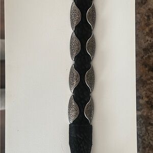 Black Braided Belt with Silver Accents